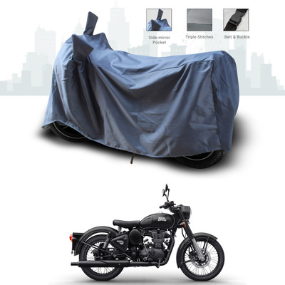 SEBONGO Waterproof Two Wheeler Cover for Royal Enfield(Bullet 350 Twinspark, Grey)