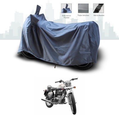 SEBONGO Two Wheeler Cover for Royal Enfield(Bullet 350, Grey)