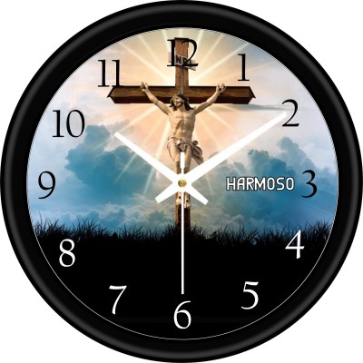 Harmoso Analog 25 cm X 25 cm Wall Clock(Black, With Glass, Standard)