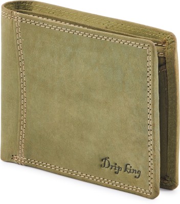 Drip King Men Formal Green Genuine Leather Wallet(7 Card Slots)