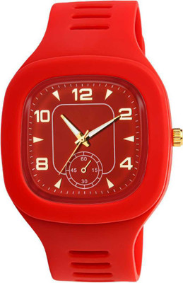 STIZONA Red Dial Square Unique Latest Silicon Strap Analog Watch - For Men's Analog Watch  - For Men