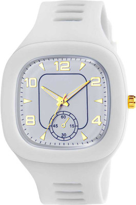 Altegic Square Analog Silicon Strap White Square Watch Dial Stylish Designer pack of 1 Analog Watch  - For Men