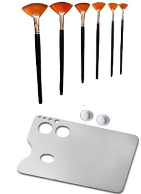 GINROO KHYATI Oil/Acrylic Colour Mixing Palette / Plate with 6 Fan Brushes