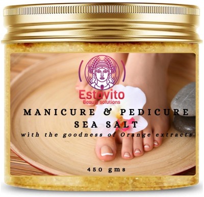 ESTAVITO Moisturizing Sea Salt for Manicure and Pedicure with Essential oils, For Tan and Dead Skin Removal (500 gm) |FOOT SOAK| PEDICURE SALT|(500 g)