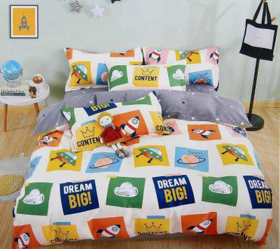 Manish Creation 240 TC Microfiber, Cotton Queen Cartoon Flat Bedsheet(Pack of 1, MULTICOLOR 3)