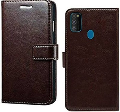 masque Flip Cover for Samsung M21, Samsung M30s, Samsung Galaxy M21, Samsung Galaxy M30s(Brown, Dual Protection, Pack of: 1)