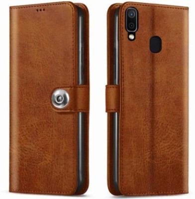 Aarov Flip Cover for Samsung Galaxy A20, Samsung Galaxy A30, Samsung Galaxy M10s(Brown, Dual Protection, Pack of: 1)