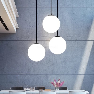 Sinoman Milky White Glass Cluster Hanging Lamp Light for Dining, Bedroom, Living Room Pendants Ceiling Lamp(White, Black)