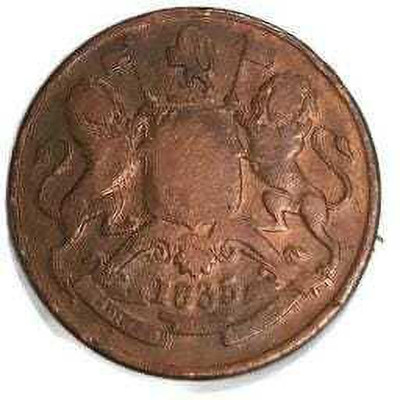 NUMISTENT 1835 EIC COPPER HALF ANNA WITH PREMIUM COIN HOLDER Ancient Coin Collection(1 Coins)