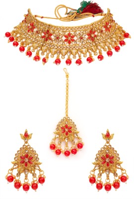bajrang point Copper Gold-plated Red Jewellery Set(Pack of 1)