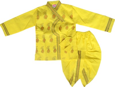 navraj Baby Boys Festive & Party Dhoti & Kurta Set(Yellow Pack of 1)