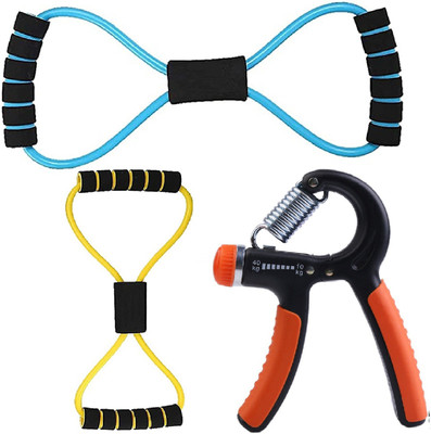 Dr Pacvu 2Set|Hand Gripper & 8 Shape-2 Resistance Band|Body Stretching, Fitness Equipment Fitness Accessory Kit Kit