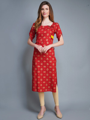 SGRF Women Printed Straight Kurta(Red)