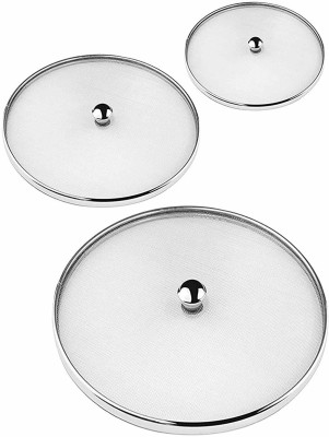 Mannat Food Grade Stainless Steel Heavy Duty Net Cover/Food Cover/Steel Jali/Multipurpose Net Mesh for Milk/Fruit/Kitchen Utensils Set of 3 (Diameter 8 ,9 ,10 Inch) 10 inch, 9 inch, 8 inch Lid Set(Stainless Steel)