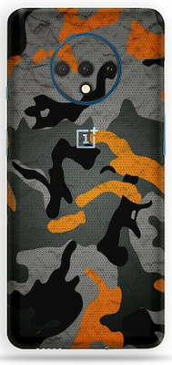 BugguSkin OnePlus 7T Mobile Skin(Ultra Super Camouflage Orange Skin With High Matte Finish.)