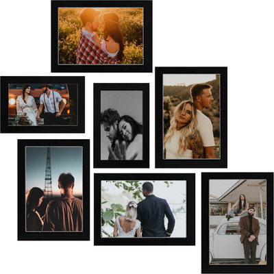 VUF Wood Wall Photo Frame(Black, 6 Photo(s), set of 07 ( 1pcs 5x7 6psc 4x6 each))