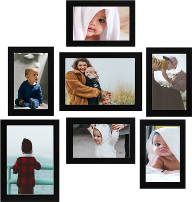 VUF Wood Wall Photo Frame(Black, 7 Photo(s), set of 07( 2pcs 5x7, 5psc 4x6 each))