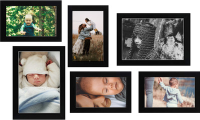VUF Wood Wall Photo Frame(Black, 6 Photo(s), set of 06 ( 2pcs 5x7 4psc 4x6 each))