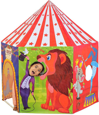 Webby Circus Play Tent for Kids with LED Light, Ticket Pocket and Joker Face Mask(Multicolor)