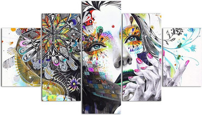 uDecore Beautiful Abstract Girl Art Print Design Digital Reprint 17 inch x 30 inch Painting(With Frame, Pack of 5)