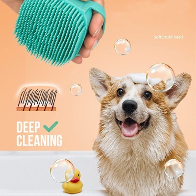 CHHELL Dog Bath Brush Body Scrubber Shampoo Dispenser Tick Remover For Shower Plain/ Bristle Brushes for  Dog