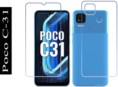 SOLIVAGANT Front and Back Tempered Glass for Poco C31(Pack of 2)