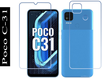 SOLIVAGANT Front and Back Tempered Glass for Poco C31(Pack of 2)