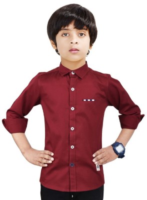 MADE IN THE SHADE Boys Solid Casual Maroon Shirt