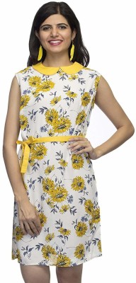 indietoga Women A-line White, Yellow Dress