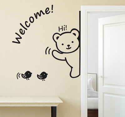 WALLDECORS 60.96 cm HI WELCOME IMAGE Self Adhesive Sticker(Pack of 1)