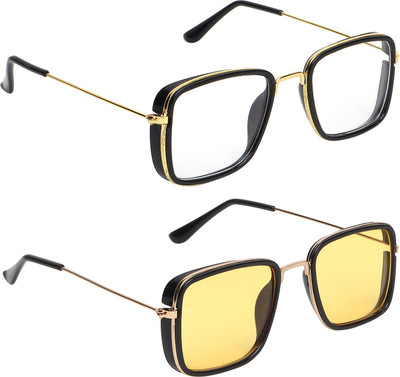 CRIBA Rectangular Sunglasses(For Boys, Clear, Yellow)