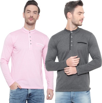 Tivy Solid Men Henley Neck Multicolor T-Shirt