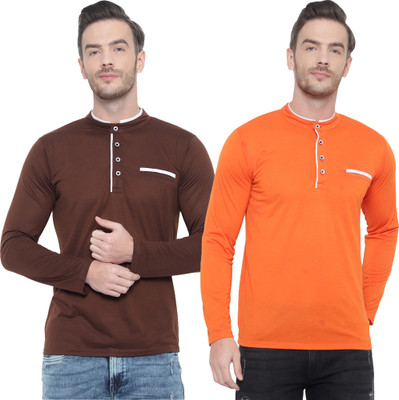 Moordale Solid Men Henley Neck Multicolor T-Shirt