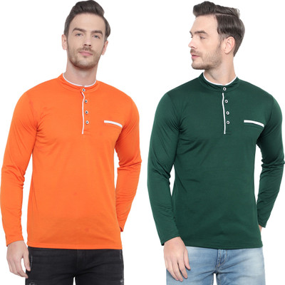 Moordale Solid Men Henley Neck Multicolor T-Shirt