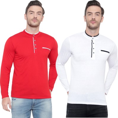 Tivy Solid Men Henley Neck Multicolor T-Shirt