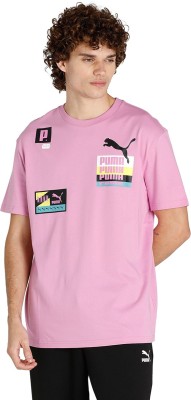 PUMA Graphic Print Men Round Neck Pink T-Shirt