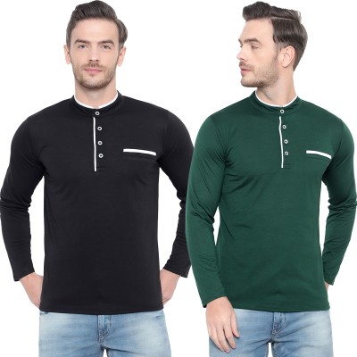 Tivy Solid Men Henley Neck Multicolor T-Shirt