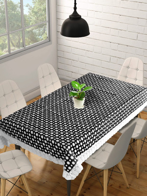 KUBER INDUSTRIES Self Design 6 Seater Table Cover(Black & White, PVC)