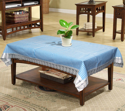 KUBER INDUSTRIES Checkered 4 Seater Table Cover(Blue, PVC)