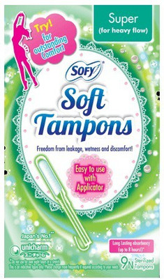 SOFY Soft Tampons - 9N SUPER (FOR HEAVY FLOW) Tampons(Pack of 9)