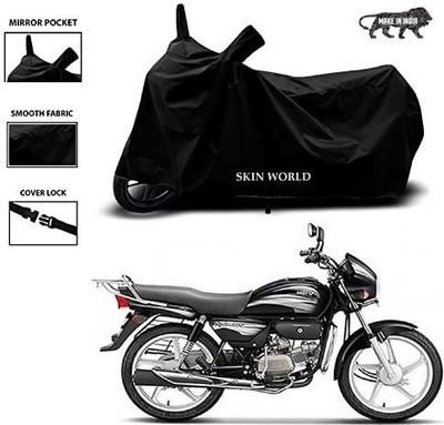 SKIN WORLD Two Wheeler Cover for Hero(Splendor Plus, Black)