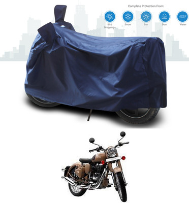 SEBONGO Waterproof Two Wheeler Cover for Royal Enfield(Classic Desert Storm, Blue)