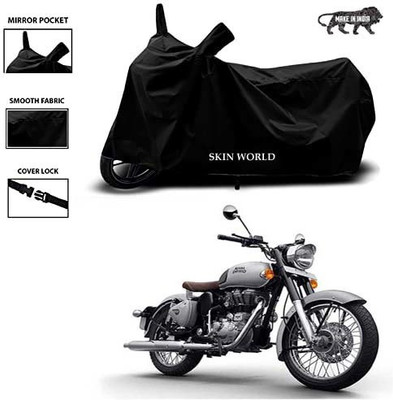 SKIN WORLD Two Wheeler Cover for Royal Enfield(Classic 350, Black)