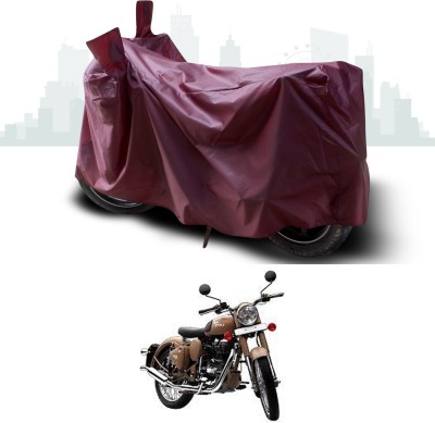 ANTHUB Waterproof Two Wheeler Cover for Royal Enfield(Classic Desert Storm, Maroon)