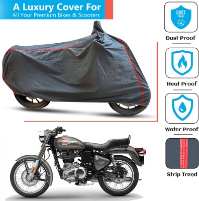 FAMEXON Waterproof Two Wheeler Cover for Royal Enfield(Bullet 500, Grey)