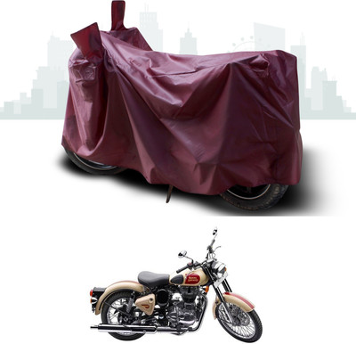 SEBONGO Waterproof Two Wheeler Cover for Royal Enfield(Bullet 500, Maroon)