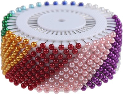 SIYAA Pearl Head Pin 400 Pins Round Steel Size 38mm × 0.6mm Hair Pin(Multicolor)