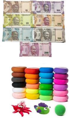 imtion 2 in 1 ( 20 x 7 Nakli note All Artificial + 12 Pcs Multi colour clay