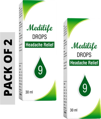 MEDILIFE HOMEOTRADE DROPS NO.9 FOR HEADACHE RELIEF ,PACK OF 2(Pack of 2, 60 ml)