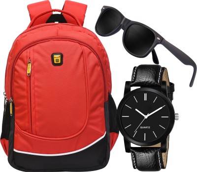 GOOD FRIENDS Laptop Office/School/Travel/Business Backpack/Sunglasses/ Watch With Bags 40 L Laptop Backpack(Red)